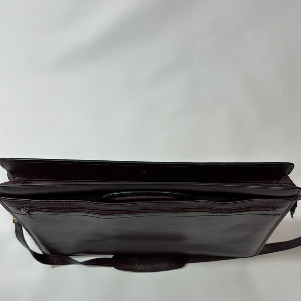 Protocol Portfolio Briefcase Red Split Leather Do… - image 3